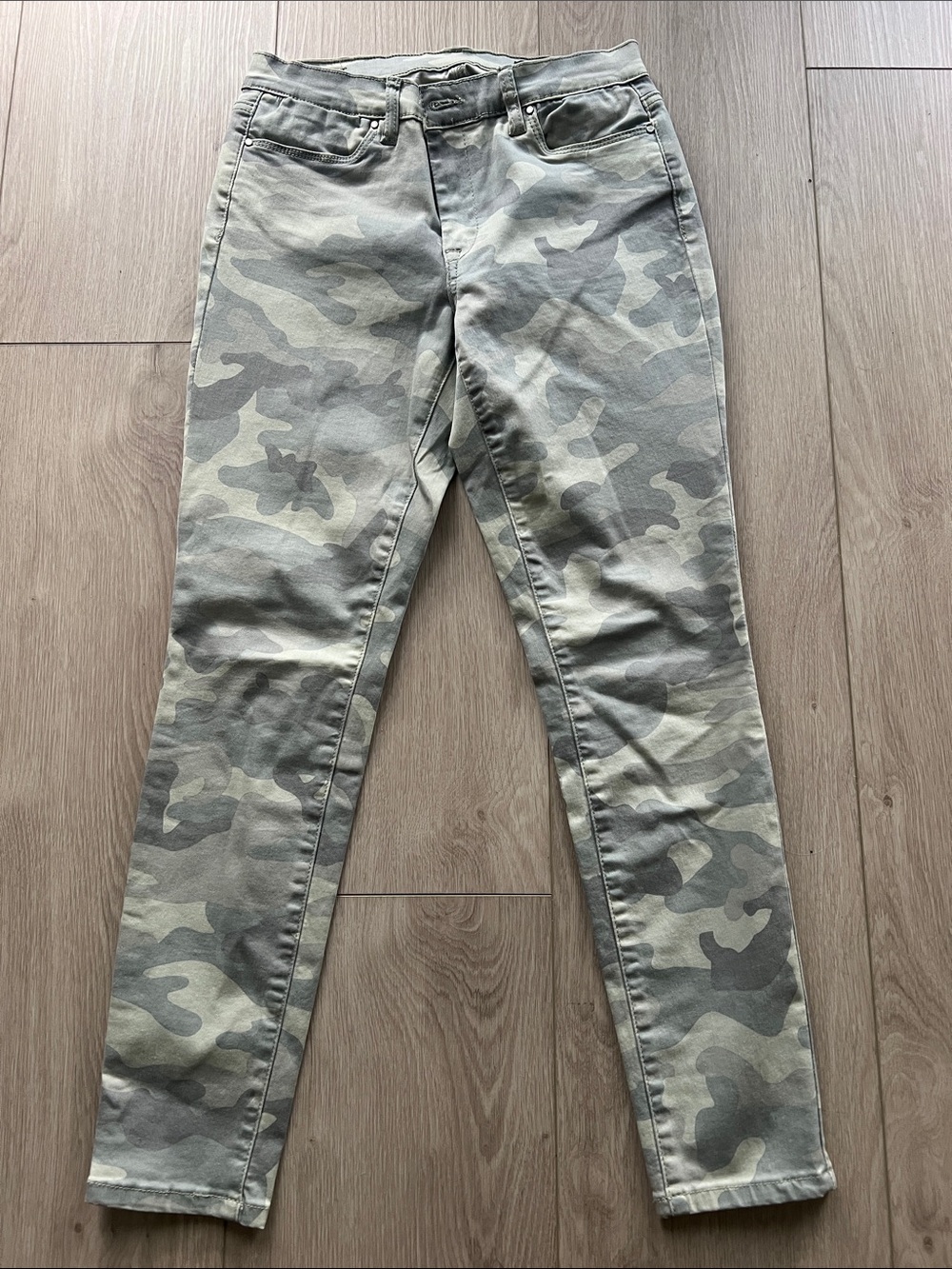 Blank NYC Camo Skinny Jeans in Olive and Gray Tones